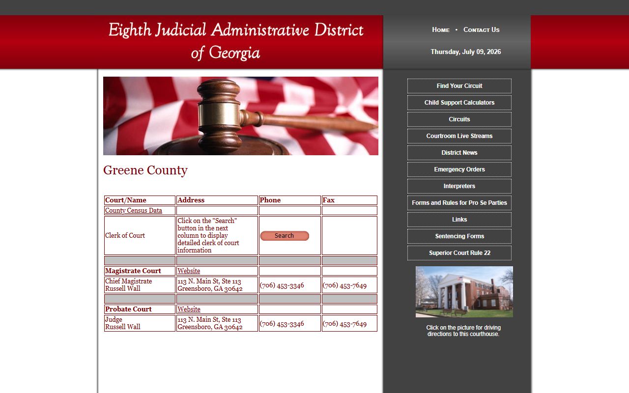 Eighth District directory for Greene County Clerk records