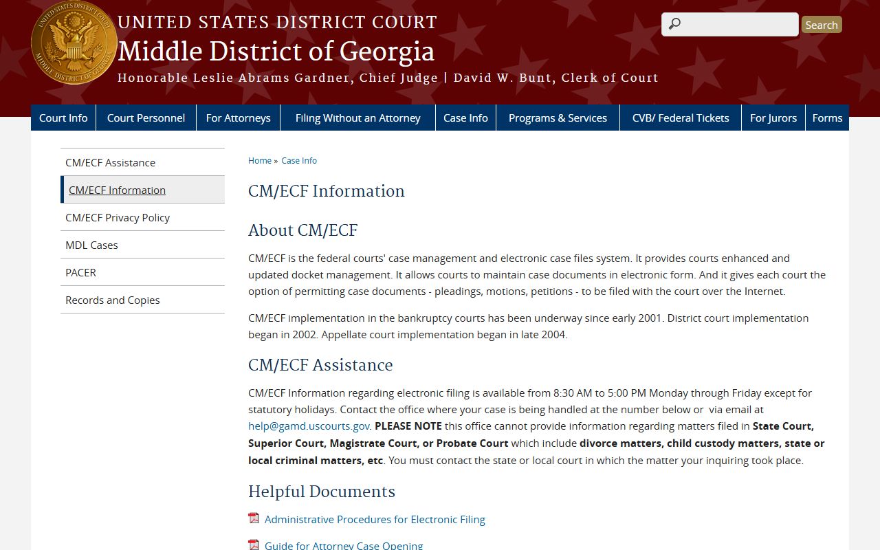 Greene County court dockets CM ECF information