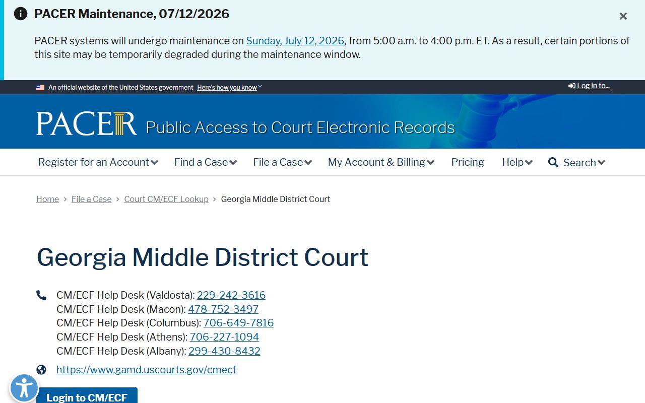 Greene County court dockets PACER Middle District lookup