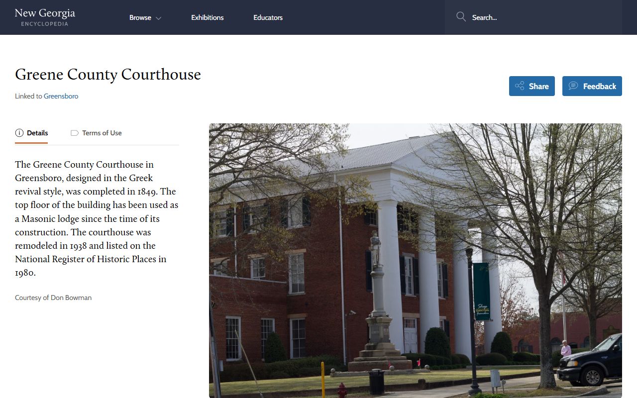 Greene County court records New Georgia Encyclopedia courthouse entry