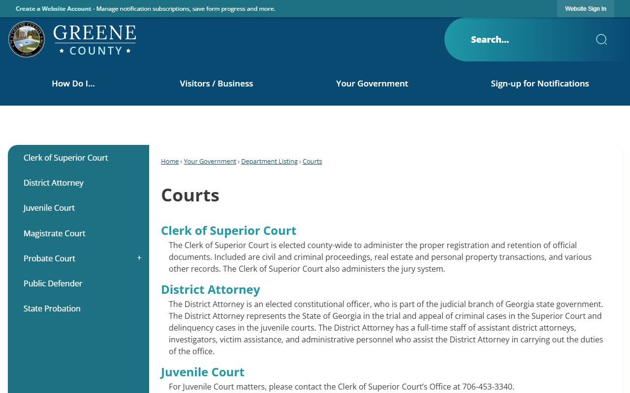Greene County court records courts landing page