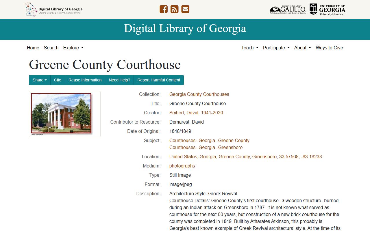 Greene County court records courthouse history source