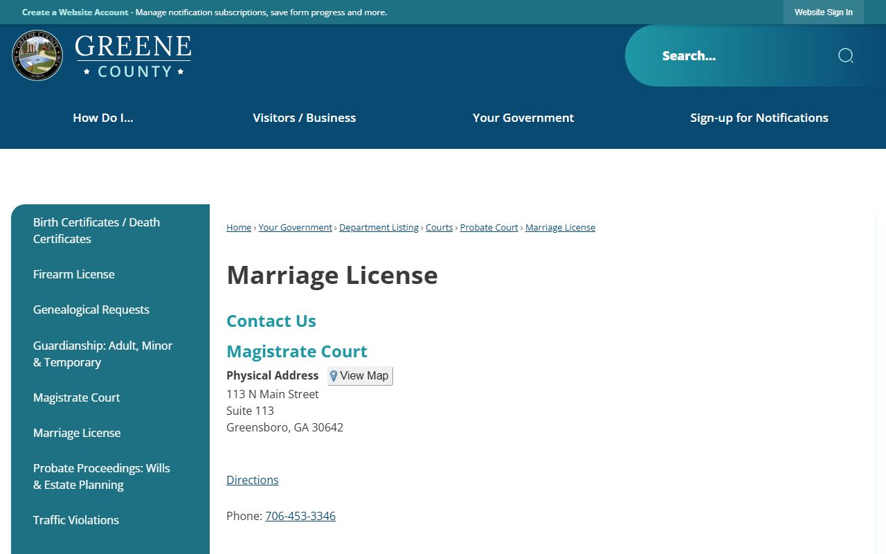 Greene County marriage records license page